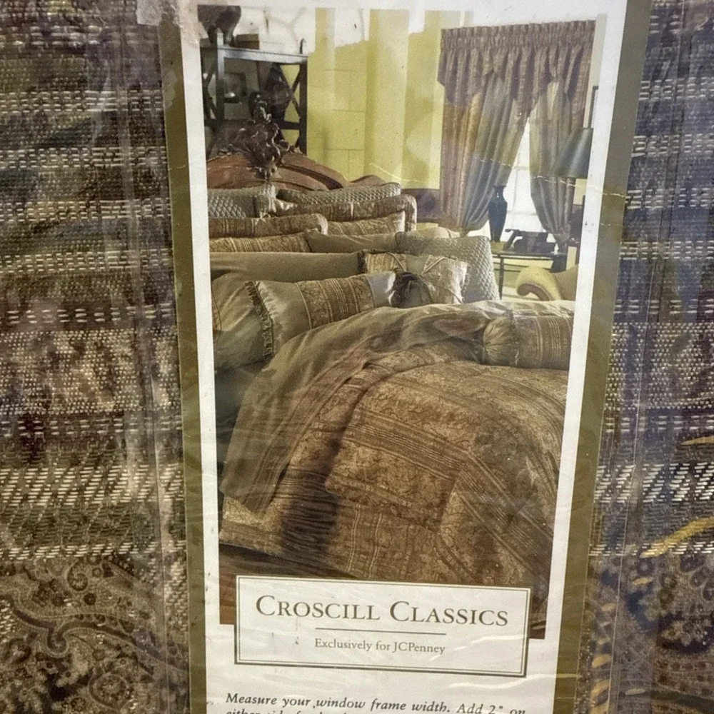 (1) Vintage CROSCILL Ascot Valance Brown Gold Paisley TANGIER 40